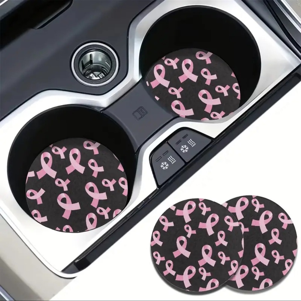 Breast Cancer Awareness Ribbon Print Coasters, NEW, Show your Support